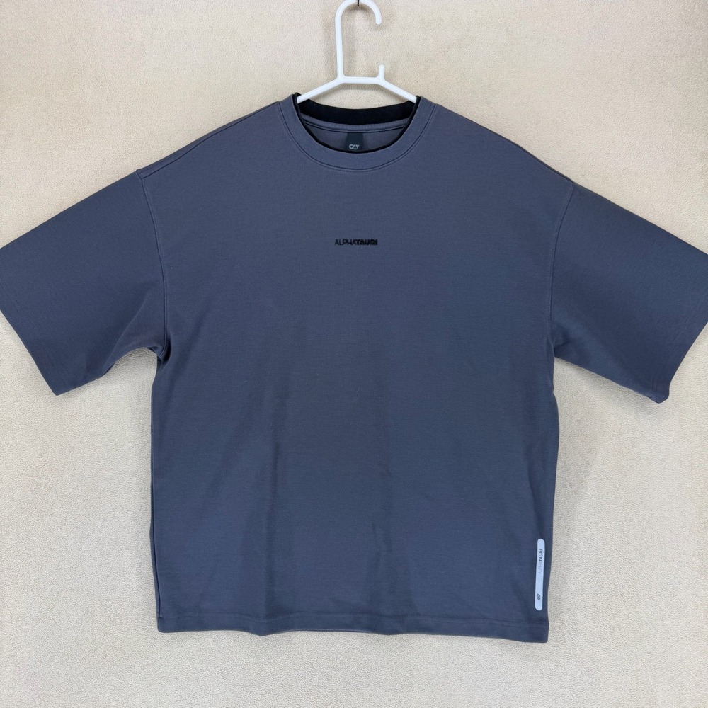 AlphaTauri Mens‎ T Shirt Gray Crew Neck Short Sleeve Embroidered Logo Size M